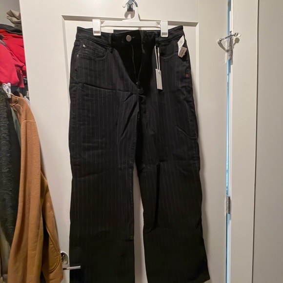 Warp + Weft NCE Wide leg jeans in Black pinstripe - Picture 2 of 6